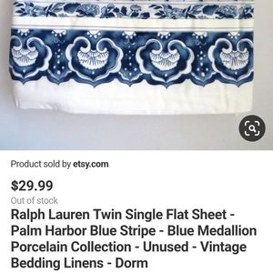 Vintage Ralph Lauren Twin Flat Sheet, Palm Harbor